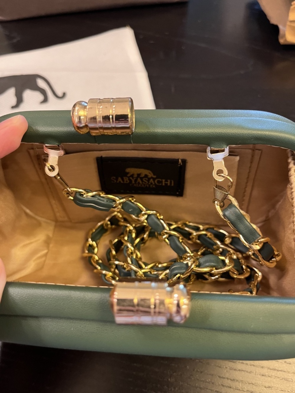 Sabyasachi Inspir Taj Mahal Clutch Bag Party Evening Formal Purse - FOREST GREEN - Picture 6 of 6
